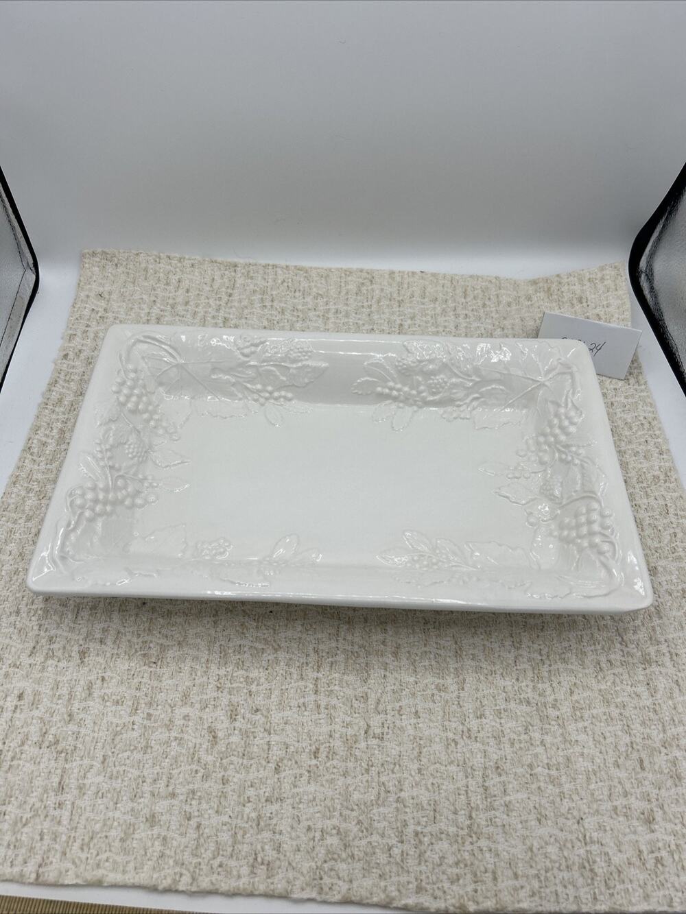 Over and Back Serving Dish Ceramic Rectangle Raised Fruits Made in Italy